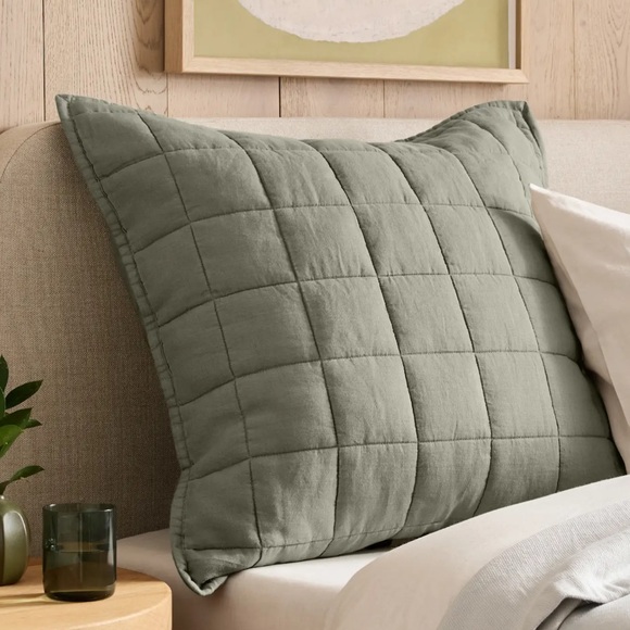 NWOT QUINCE European Linen Box Quilted Euro Sham Willowleaf 1830 - Picture 3 of 8